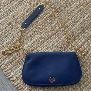 Tory Butch Robinson blue clutch/ crossbody